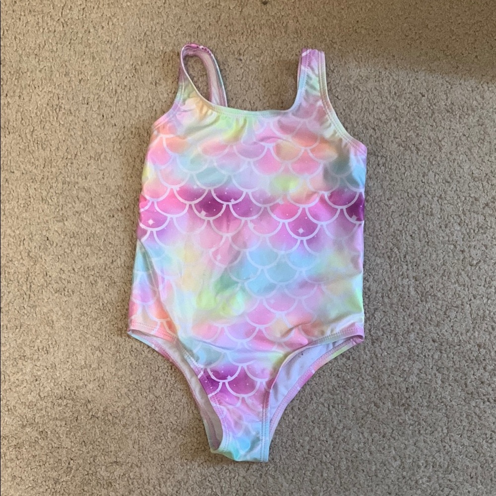 Colorful Mermaid Scale Kids Swim One Piece
